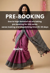 (PRE-BOOKING) Magenta Pink - Pragathi - Linen Cotton Saree Checks Border - Perfect for Office Wear | Summer wear | Casual Wear