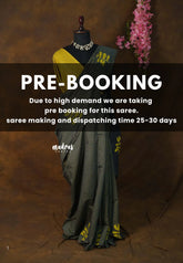 (PRE-BOOKING) Charcoal Grey - Sowmiya - Bamboo Cotton with Handblock Checks with Leaf Print Double Blouse Combo - Perfect for Office Wear