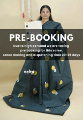 (PRE-BOOKING) Charcoal Grey - Aathini - Tamizh Words Handblock Printed Bamboo Cotton Double Blouse Combo