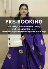 (PRE-BOOKING) Violet Purple - Aathini - Tamizh Words Handblock Printed Bamboo Cotton Double Blouse Combo