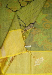 Indigo Blue - Chandrika - Ikkat Pochampally Cotton Silk with Tissue border - Best for Pooja Function