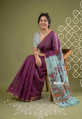Magenta Pink - Pragathi - Linen Cotton Saree with Kalamkari Pallu and Blouse - Best for Office Wear | Casual Wear