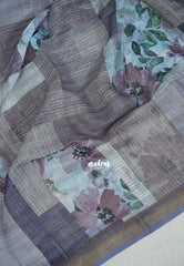 Misty Lavender - Pragathi - Linen Cotton Saree with Watercolour Floral Prints - Perfect for Office Wear | Casual Wear