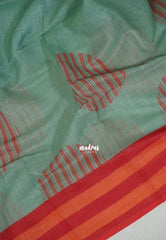 Seaforam Green - Pragathi - Linen Cotton Saree with Contrast Pallu and Blouse - Perfect for Office Wear | Casual Wear