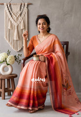 Shades of Orange - Layers Of Life - Pragathi - Linen Cotton Saree with Divine Pallu - Perfect for Office Wear | Casual Wear