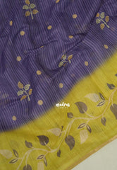 Royal Purple - Pragathi - Linen Cotton Saree Stripes with Buttas Contrast Pallu and Blouse - Best for Office Wear | Casual Wear