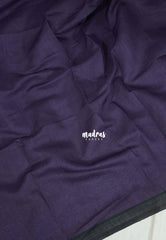 Jamun Purple - Pragathi - Linen Cotton Saree Plain and Stripes with Floral Prints Blouse - Perfect for Office Wear | Summer wear | Casual Wear