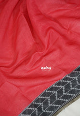 Tomato Red - Pragathi - Linen Cotton Saree Contrast Border and Blouse - Perfect for Office Wear | Casual Wear
