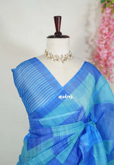 Royal Ocean - Pragathi - Linen Cotton Saree with Box Design - Perfect for Office Wear | Casual Wear
