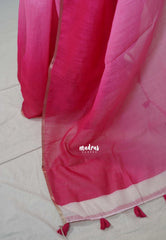 Rosy Ivory - Pragathi - Linen Cotton Saree Gradient with Tiny Border - Perfect for Office Wear | Summer Wear | Casual Wear
