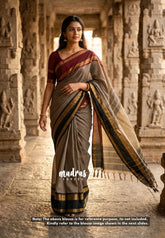 Karthigai silk cotton Muthukattam Rettapet Ganga Jamuna border - Grey