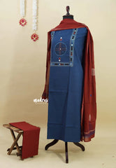 Amitha – Indigo Blue Pre-washed handloom pure cotton jaipur prints salwar set