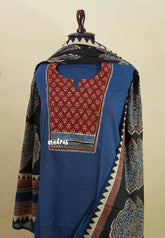 Amitha – Indigo Blue Pre-washed handloom pure cotton jaipur prints salwar set