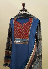 Amitha – Indigo Blue Pre-washed handloom pure cotton jaipur prints salwar set