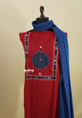 Amitha – Dark Red Pre-washed handloom pure cotton jaipur prints salwar set