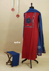Amitha – Dark Red Pre-washed handloom pure cotton jaipur prints salwar set