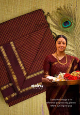 Vintage Gadwal silkcotton Deep Maroon - Jyothika color - Madras Sarees