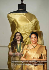 Ahaana -  Nita Ambani inspired semi silk with emboss weaving plain border - Pure gold