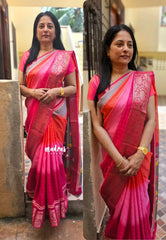 Four shade pop color - Meenakari printed silk with zari checks body