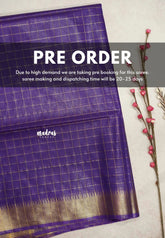(PRE-BOOKING) Mangalgiri semi pattu checks body with getti border  - Violet Purple