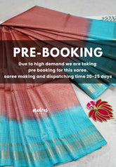 (PRE-BOOKING) Sithara - Semi Tussar saree Blue with peach gradient pattern with checks body