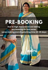 (PRE-BOOKING) Breezy blue - Gradient Hand-Painted South Cotton Saree with raw silk blouse - vtv Trisha inspired