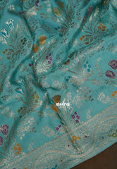 Muted Teal Green - Sowbhagya – Precision Weaving Pure Mulberry Silk with Contrast Blouse - Perfect for Functions