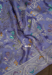 Muted Lavender - Sowbhagya – Precision Weaving Pure Mulberry Silk with Contrast Blouse - Perfect for Functions