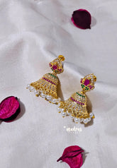 Premium 1 Gram Gold polish AD Stone Trendy Mushroom Jhumka Earrings