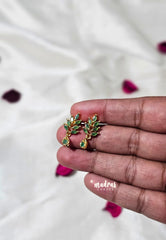 Premium 1 Gram Gold polish AD Stone Trendy Green Leaf Design Stud