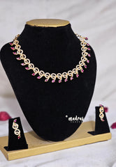 Premium 1 Gram Gold polish AD Stone Trendy Unique Necklace with Earrings