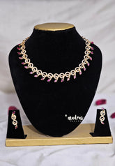 Premium 1 Gram Gold polish AD Stone Trendy Unique Necklace with Earrings