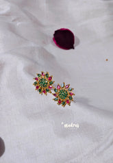 Premium 1 Gram Gold polish AD Stone Trendy Ruby Green Stud