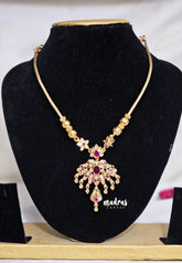 Premium 1 Gram Gold polish AD Stone Trendy Traditional Pendant Necklace