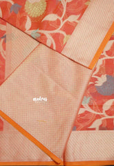 Peach Orange - Soft Premium Banarasi Jamdani Cotton Saree - Best for Elegant Style