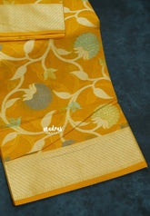 Turmeric Yellow - Soft Premium Banarasi Jamdani Cotton Saree - Best for Elegant Style