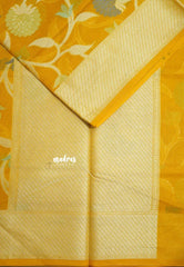 Turmeric Yellow - Soft Premium Banarasi Jamdani Cotton Saree - Best for Elegant Style