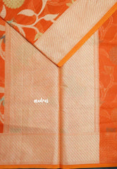 Carrot Orange - Soft Premium Banarasi Jamdani Cotton Saree - Best for Elegant Style