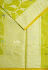 Yellowish Green - Soft Premium Banarasi Jamdani Cotton Saree - Best for Elegant Style