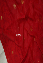 Cherry Red - Thilothama - Premium Lightweight Coton Silk Dhakai Jamdani Weaving - Perfect for Evening Functions | Hightea Party