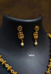 Premium 1 Gram Gold polish antique Lakshmi Necklace with Earrings
