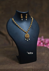 Premium 1 Gram Gold polish antique Lakshmi Necklace with Earrings