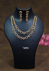Premium Gold polish AD Stone Trendy Multi Layer Necklace with Earrings