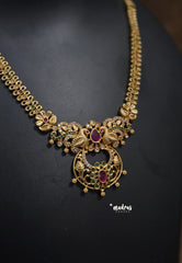 Premium 1 Gram Gold polish Trendy Peacock Design long Necklace