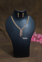 Premium 1 Gram Gold polish AD Stone Trendy Unique floral Necklace with Earrings