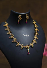 Premium 1 Gram Gold polish AD Stone Trendy Peacock Necklace with Earrings