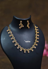 Premium 1 Gram Gold polish AD and ruby Stone trendy floral Design Necklace with Earrings