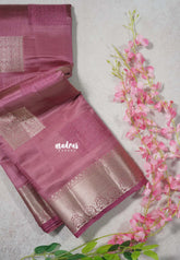 Dual Shade Mauve Onion Pink - Raaga Premium Semi tussar Zari Border with Square Box Buttas - Perfect for small functions | Temple visit