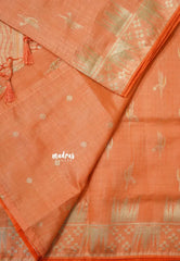 Peach - Raaga - Premium Raw Mango silk saree with stylish buttas and border
