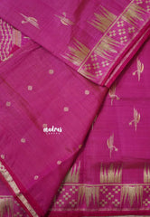 Queen's Pink - Raaga - Premium Raw Mango silk saree with stylish buttas and border